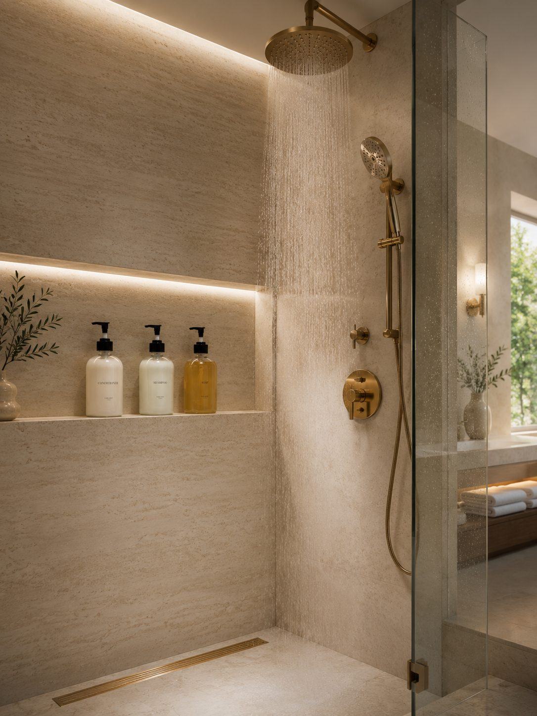 Spa-inspired bathroom with curated bath essentials