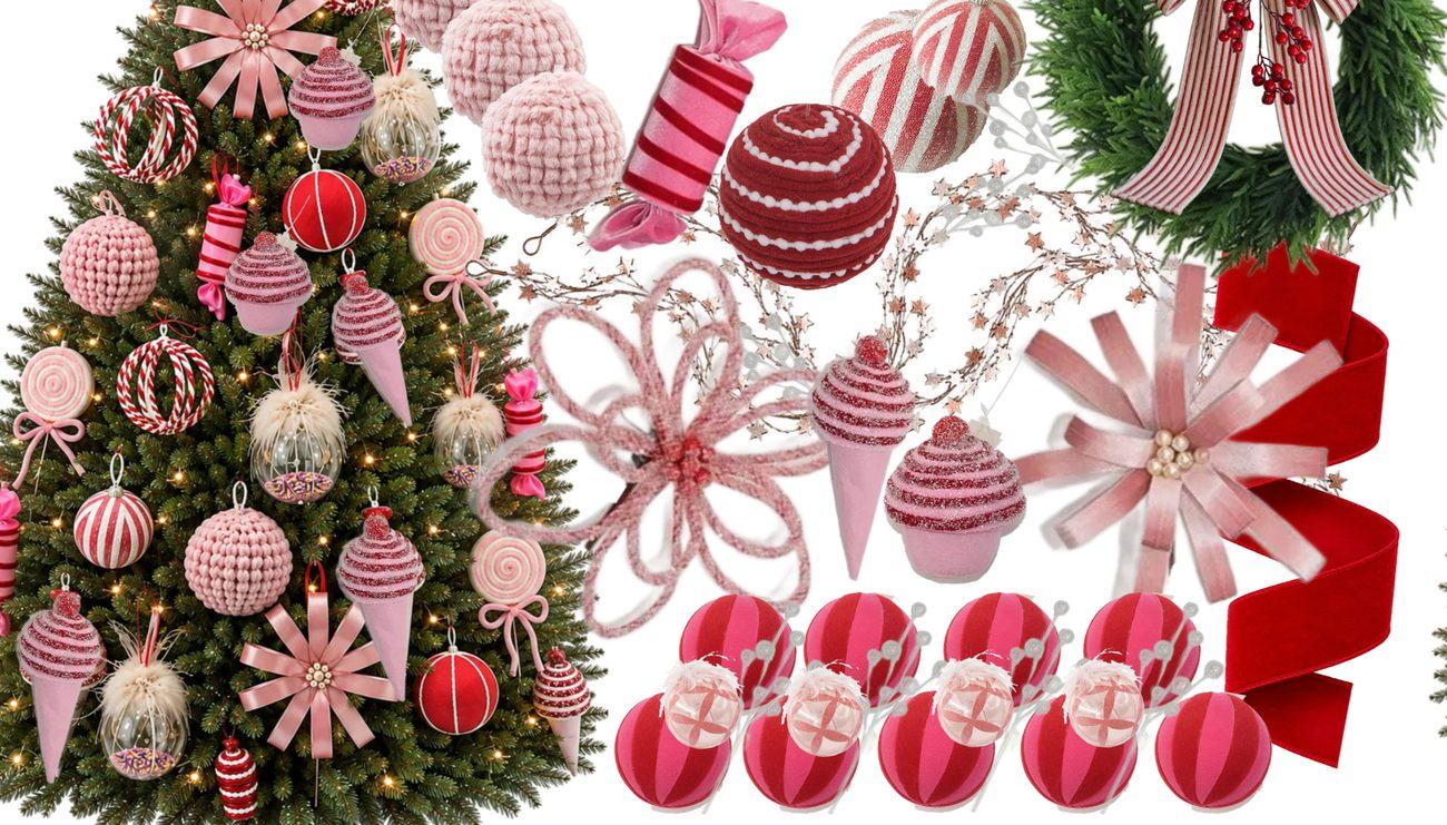 Sugarplum Fairy holiday design board — pink and candy-stripe red