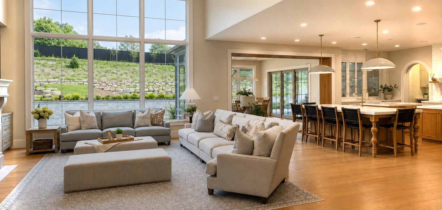 The Good Fairy client living room and kitchen